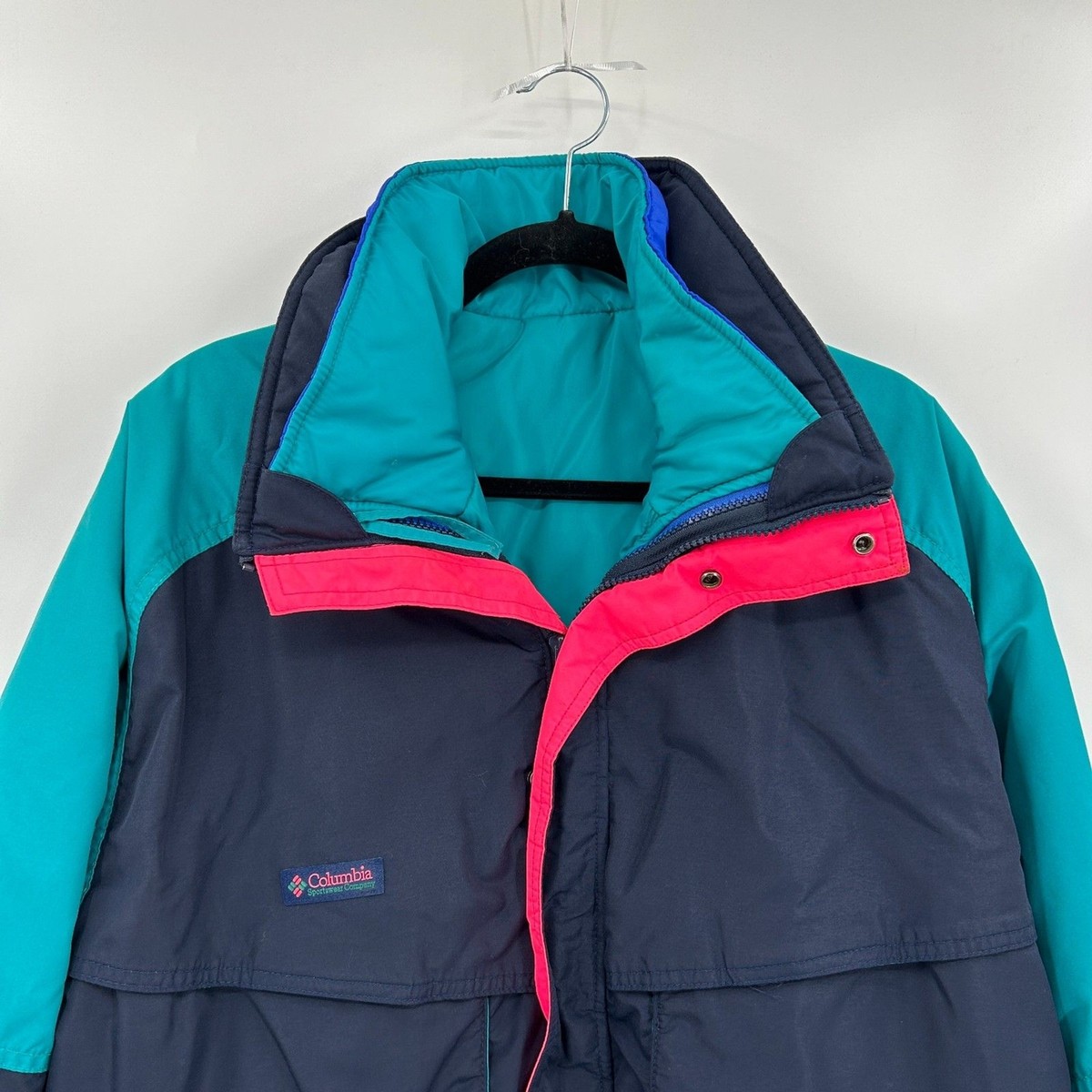 COLUMBIA Vintage Men's 90s Turquoise Blue Powder Keg Snow Jacket