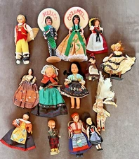 Vintage MCM Mixed Lot of 14 Dolls Different Ethnicities World Dolls