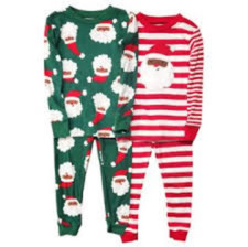 Nwt Carter's Boys Christmas Santa Holiday Snug fit 4pc pajama set. 100 cotton.
