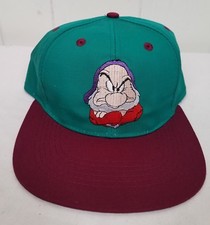 Grumpy Hat Green Purple embroidered Youth Snapback vtg Snow White Seven Dwarfs