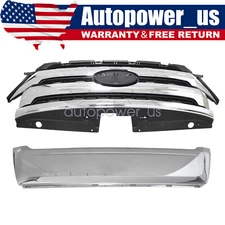 Fit 2011 2012 2013-14 Ford Edge Front Bumper Grille Chrome Molding Trim Assembly