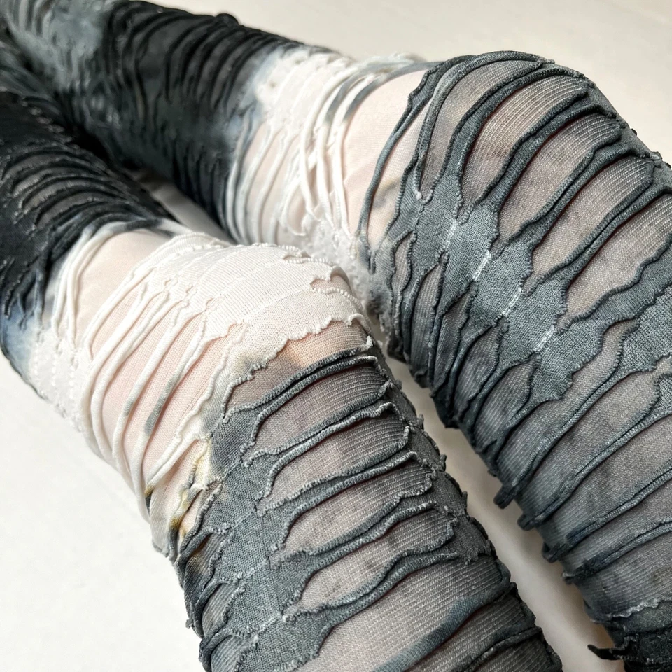 Gray Mummy Leg Warmers Bandage Knee Socks Wrap Up White Thigh Highs Zombie Black - Image 3 of 4