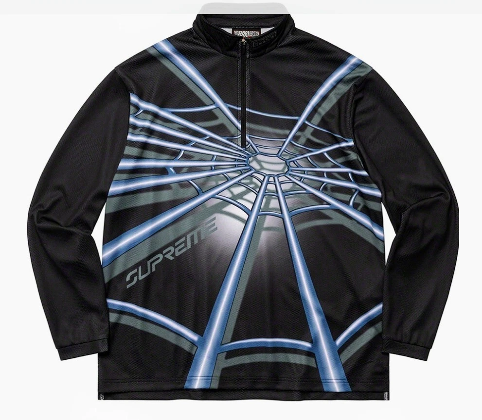 PULL DEMI ZIP SUPREME / SPYDER COLAB. NOIR/BLEU . TAILLE LARGE. FW22KN7. NOS