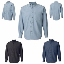 MEN'S LONG SLEEVE, DENIM / JEAN SHIRT, POCKET, BUTTON DOWN COLLAR, YOKE, S-4XL