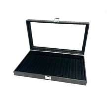Straight Edge Razor Black Glass Top 10 Slot Collectors Hobby Display Case