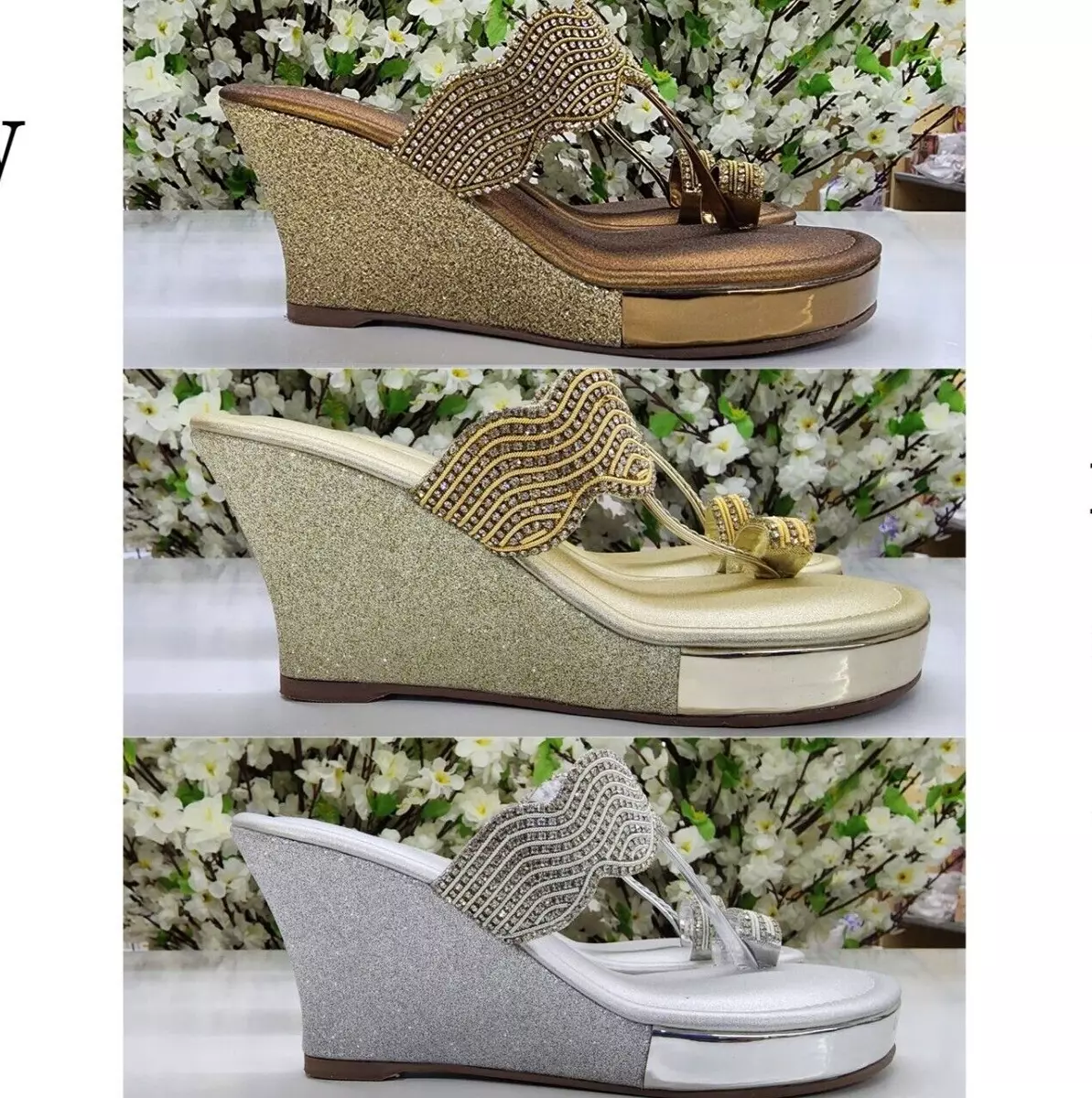 Zubeida Wedges | Golden Royal Bridal Footwear from India – aroundalways