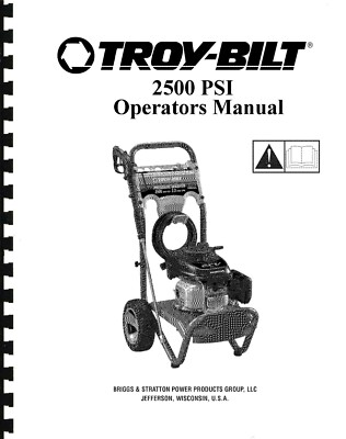 Troy-Bilt Pressure Washer Manual 2500 psi Model 020296