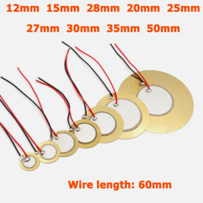 12mm-50mm Piezo Element Buzzer Sounder Sensor Trigger Trommel Disc+Draht Kupfer