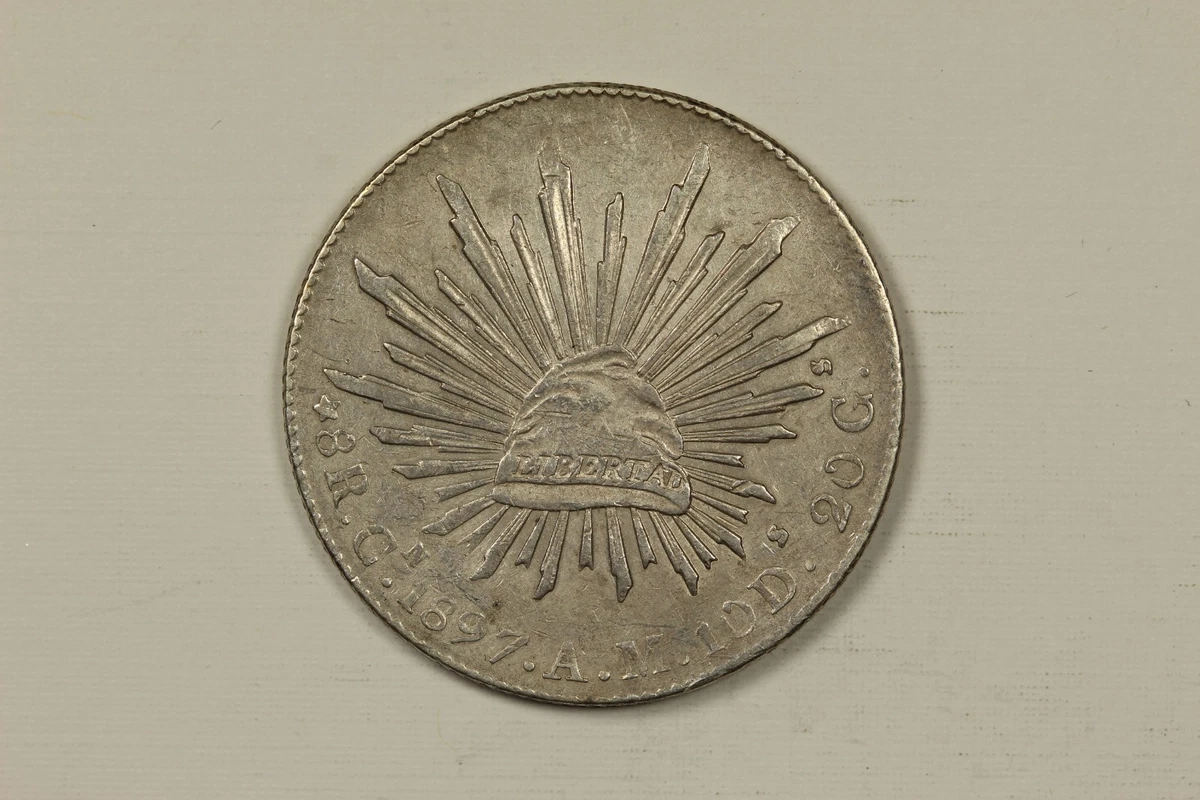 メキシコ　1897年-Go RS 8R Go80 銀貨 Silver 1897 Year Second Republic of Mexico Coins (1867-1905) for