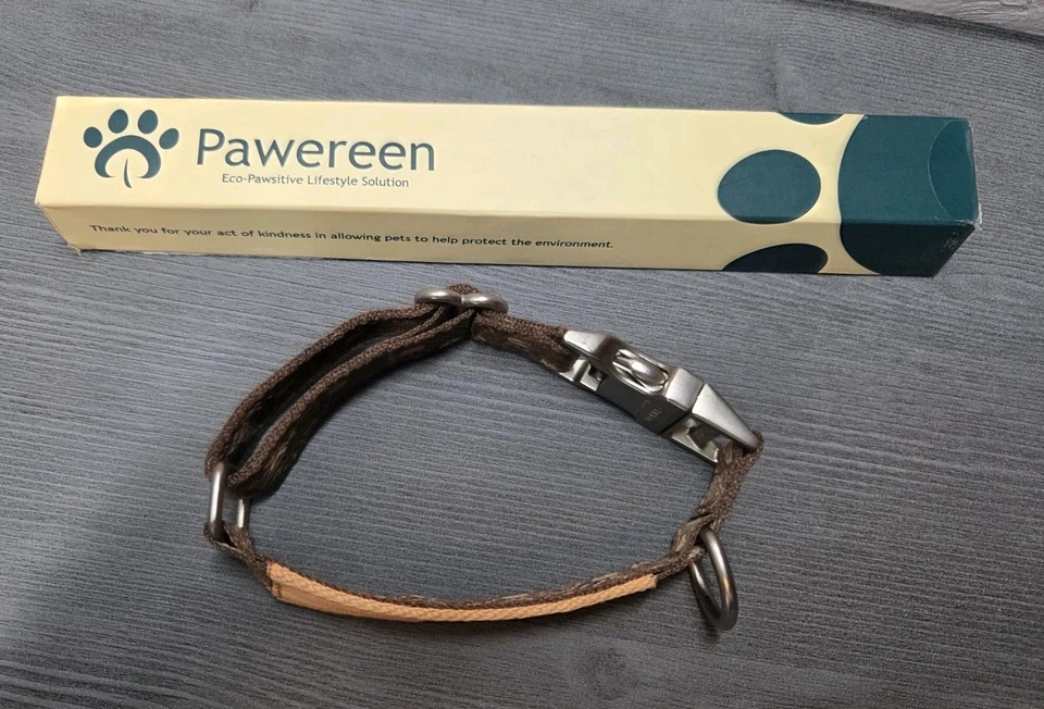 Collar de perro ecológico Pawereen 11"-13" marrón con estampado de grano de café nuevo en caja Foto 3 de 4