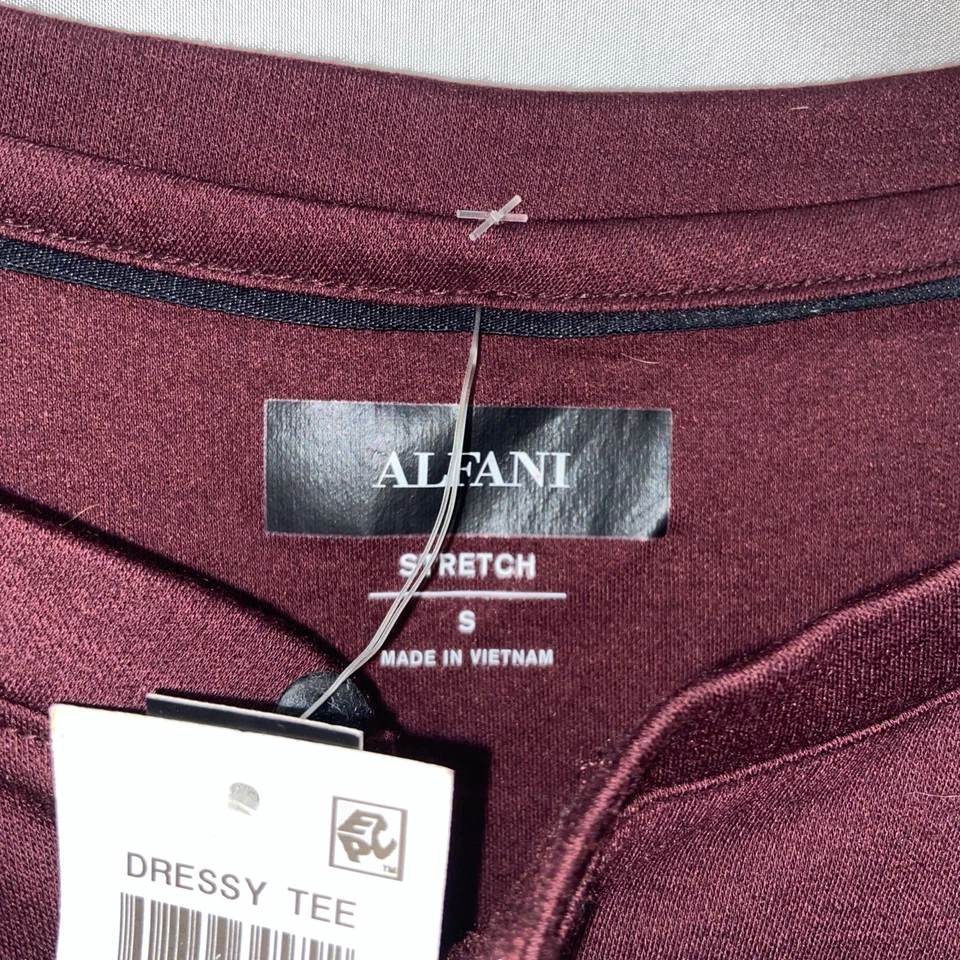 Camiseta Alfani Elástica Elegante Talla Pequeña Camisa Manga Corta Púrpura Nueva con Etiquetas L5 Foto 4 de 4