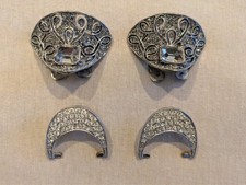 1950s-1960s MUSI Rhinestone  Silver tone Shoe clips for front  back MCM VTG