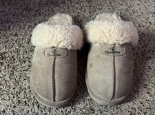 Bear Paw Women's Size 9 Turquoise Suede Sheepskin Slippers with Lining Light Tan