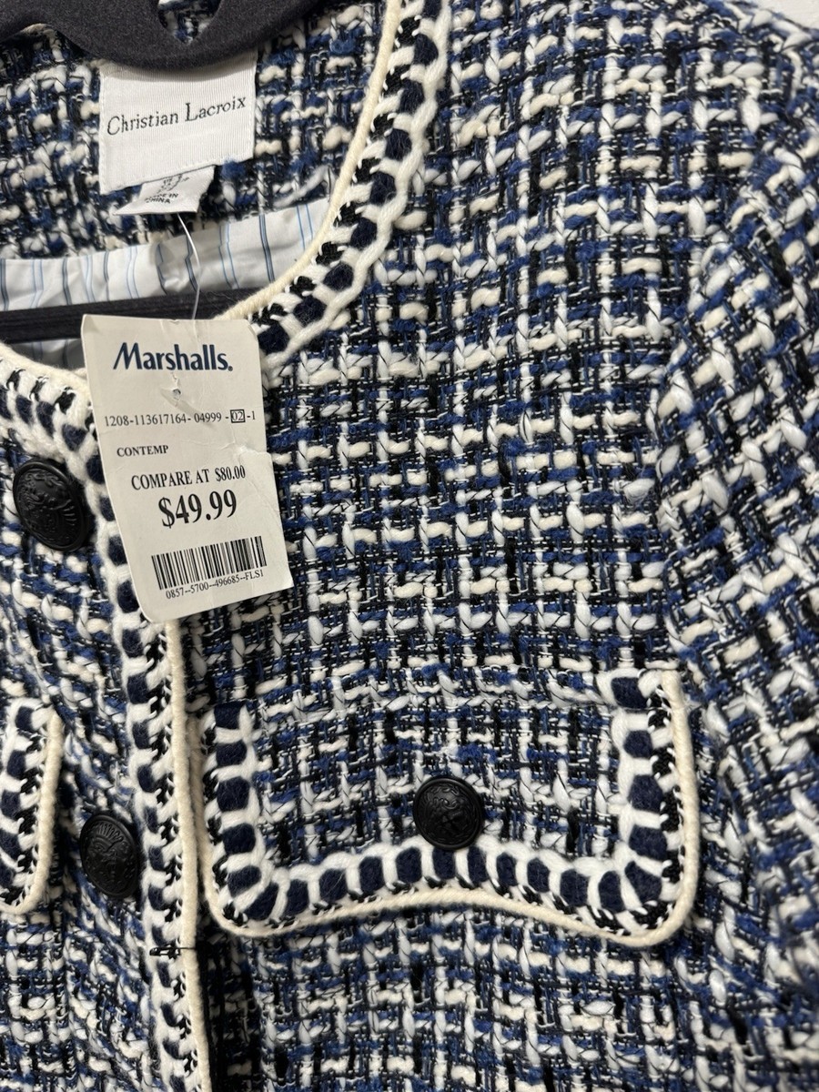 Christian Lacroix Tweed Cropped Jacket Blue White Size S New | eBay
