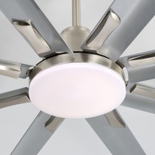 72in Smart Nickel Ceiling Fan,Stepless Dimming LED,APP/Voice/Remote Google/Alexa