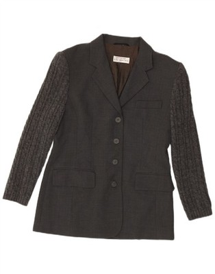 Apriori Damen 4 Knöpfe Blazer Jacke UK 12 Mittelgrau Polyester US16