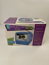 Vintage Spectra 5" Portable Black White TV AM/FM Radio Blue 5-BWR-BL NIB