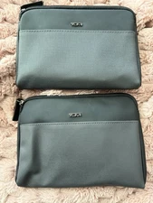 2 TUMI x Delta Amenity Travel Toiletry Bag Case Kit Black Grey