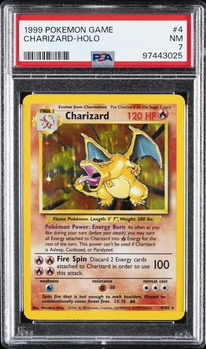 1999 POKEMON BASE SET UNLIMITED #4 CHARIZARD-HOLO PSA 7