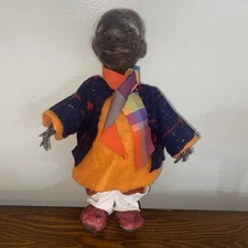 Vintage Felted Folk Art Elderly Black Man Doll