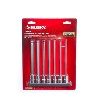 #ad Husky 3 8 in. Drive SAE Long Ball Hex Bit Socket Set 7 Piece $19.95