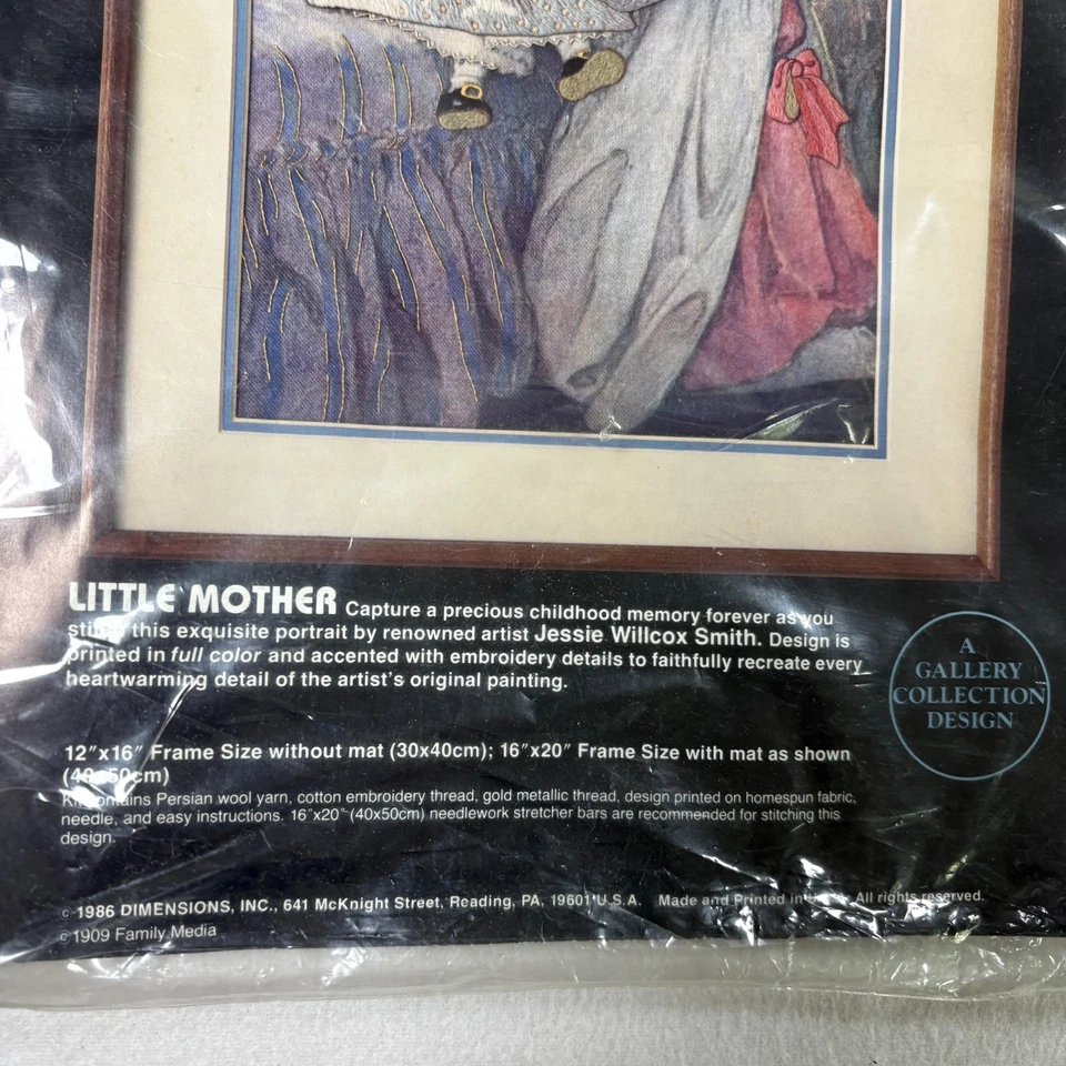 Dimensions Little Mother Crewel Embroidery Kit 1315 Vintage 1979 Complete - Image 3 of 4