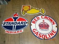 Shell Standard Indiana Red Crown vintage gasoline oil porcelain sign lot