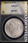 1890-O Morgan Dollar-ANACS AU 50 Almost Uncirculated #SLM532