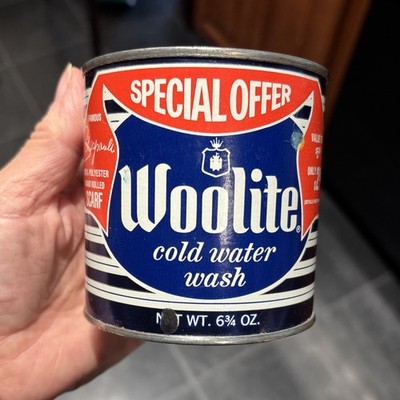 Vintage OLD Woolite Cold Water Wash tin 6-3/4ozs/USA/Cool Decor Display!