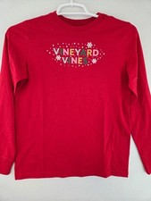 Vineyard Vines Girls Small Red Long Sleeve Glitter Holiday Winter T-Shirt NWT