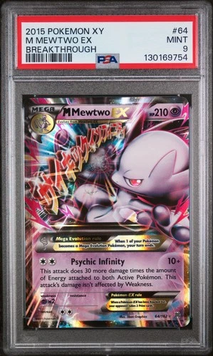 2015 POKEMON XY BREAKTHROUGH #64 M MEWTWO EX PSA 9