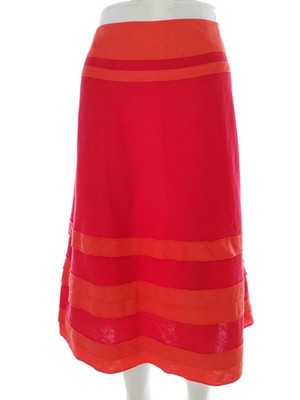 AUGUST SILK Damen A-Linienrock Gr. 38 Rot Leinen Atmungsaktiv Midi