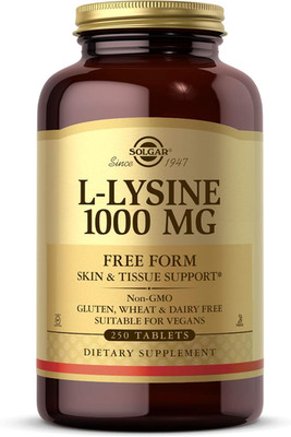 Solgar L-Lysine 1000mg Tablets Collagen Skin Support 250 Ct