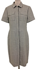 J Crew Women's Shirt Dress Size 6 Grey Short Sleeves Pockets Used F1