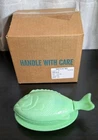 NIB Vintage Martha Stewart by Mail Jadeite Green Fish Covered Dish W/Box