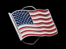MA21120 VINTAGE 1991  FLAG OF THE UNITED STATES OF AMERICA  BELT BUCKLE