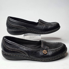 Clarks Ashland Loafers Women's Size 6 M Black Leather Slip On Moccasins Shoes