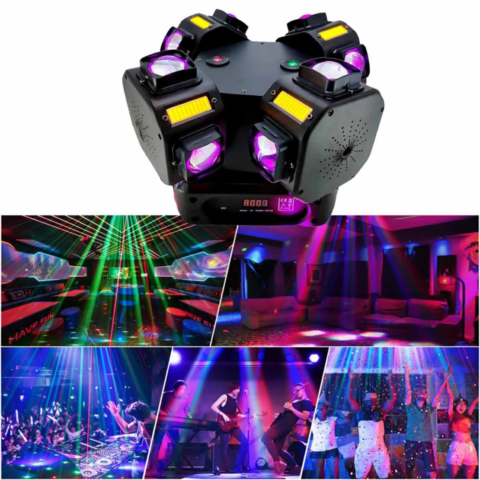 SPIN-FURY 200W RGBW LED DMX Movimiento Estroboscópico Láser DJ Escenario Lámpara Foto 4 de 4
