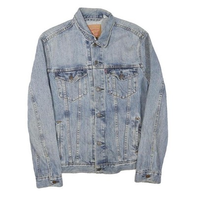 LEVI'S Herren Blau Baumwollmischung Jacke M Denim Knopf Schlicht Klassisch Stil