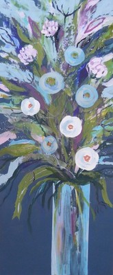 Frühlingsfreude: Original Gemälde, Blumen, Floral, Zeitgenössisch, Kunst, Blau