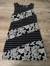 Maeve Effemy Terry Knit Sleeveless Dress Black Floral Womens Small