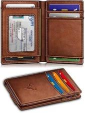 BULLIANT Magnetic Closure Slim Wallet-Genuine Leather Front Pocket Wallet for Me