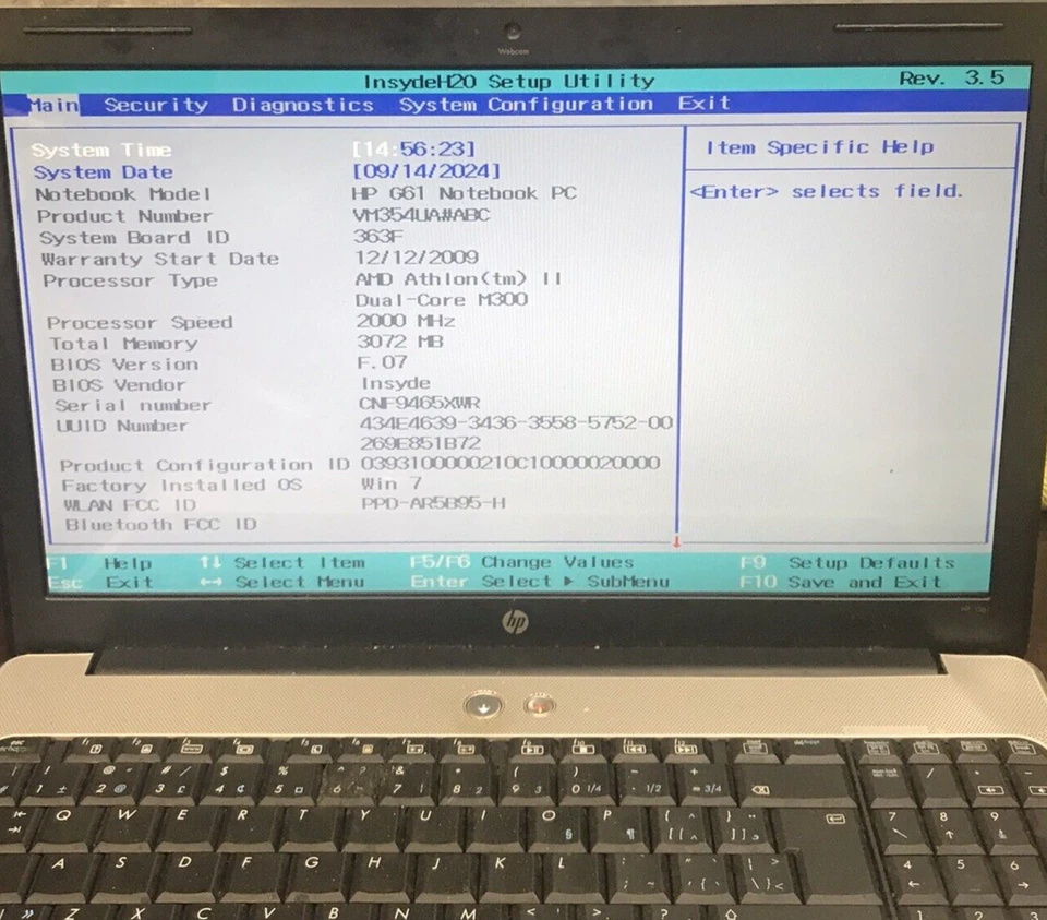 HP G61 15.6"AMD Athlon II Dual Core M300 3GB Ram 320GB HDD Boots To BIOS H2277 - Image 2 of 4