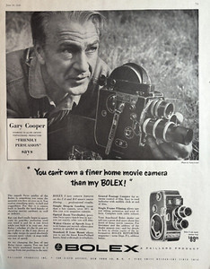 1956 Bolex Movie Camera Gary Cooper 8 mm Paillard Product Vintage Print Ad