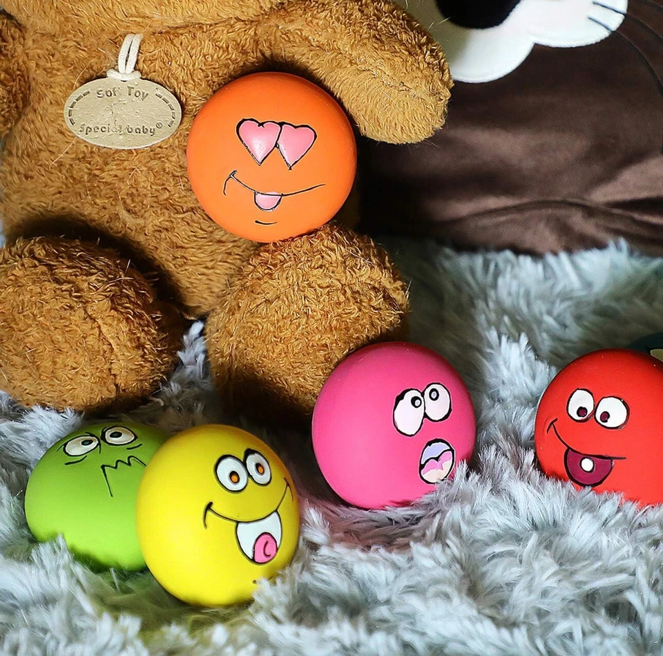 Squeaky Dog Toys Latex Rubber Soft Fetch Play Pet Balls Small Medium Dogs 6 PCS - Image 4 of 4
