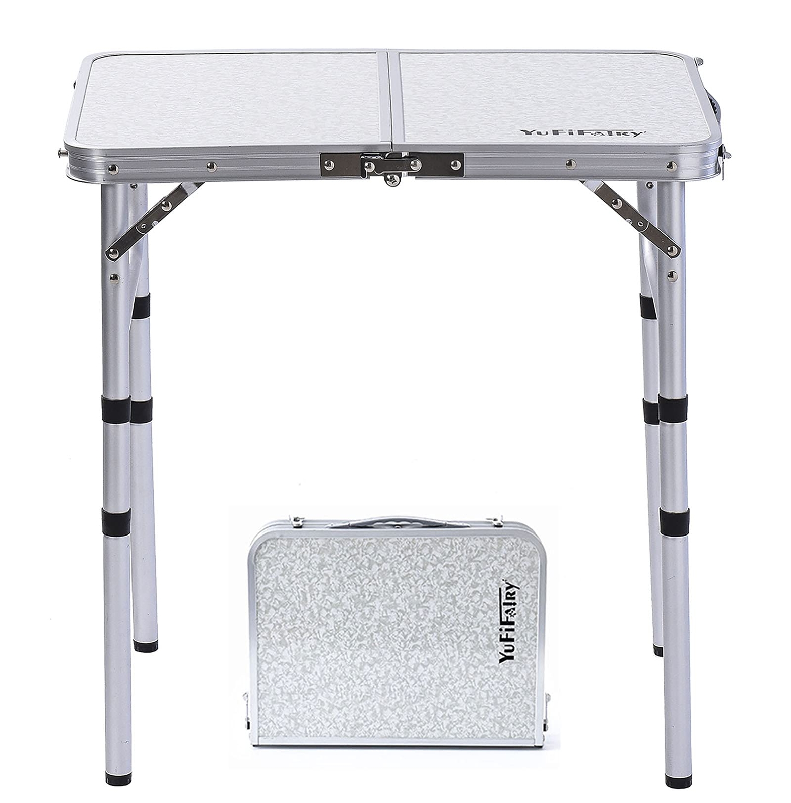 , Small Aluminum Camp Table, Lightweight, Portable, Foldable with 3 Adjustabl...