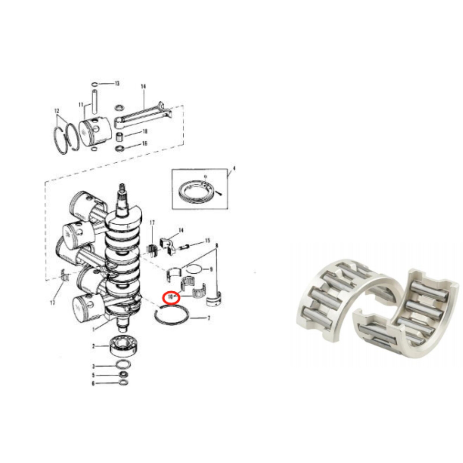 Replaces OMC BRP 0388344 388344 437088 777359 18-1378 Connecting Rod Bearing