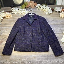 Vintage Sag Harbor Women's Blazer Jacket Size 8 Purple Tweed VTG Button Close