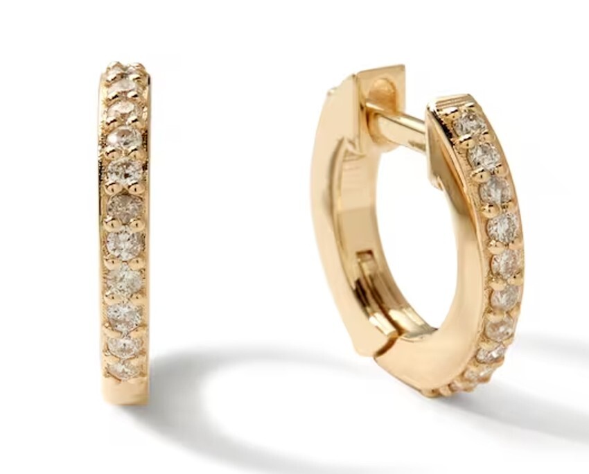 0.46ct Natural Round Diamond 14k Solid Yellow Gold Wedding Hoops Earrings
