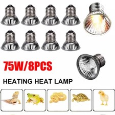 8pcs UVA UVB 75W Reptile Heat Basking Light Bulb Lamp For Tortoise Lizard Turtle